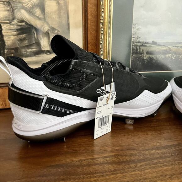 Adidas Icon 7 Boost Baseball Cleats Size 13 Metal Black White FY4178 NWT - Picture 5 of 8